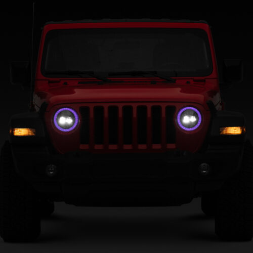Raxiom for 2018-2022 Jeep Wrangler JL/JT Axial 9-Inch LED Headlights w/RGB Halo- Black Housing (Clear Lens) - Image 9
