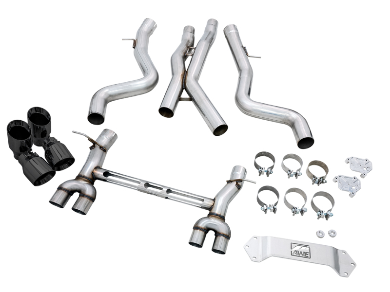 AWE Tuning Track Edition Cat-Back Exhaust - Diamond Black Tips for BMW F8X M3/M4 - Image 7