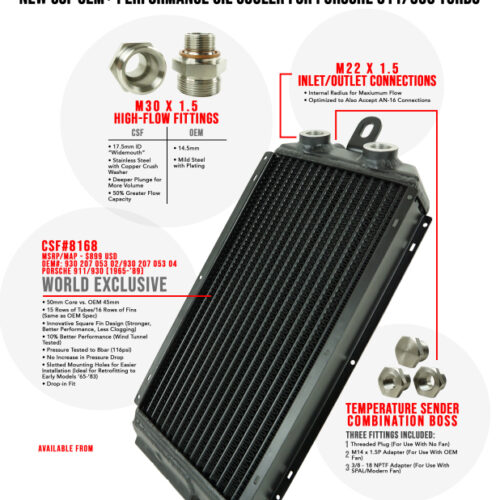 CSF for 65-89 Porsche 911 / 930 OEM+ High-Performance Oil Cooler - Image 8