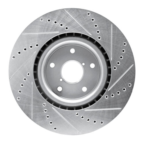 R1 Concepts for 05-20 Subaru Impreza Front Left Drilled & Slotted Silver Brake Rotor - Image 5