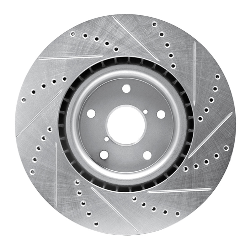 R1 Concepts for 05-20 Subaru Impreza Front Left Drilled & Slotted Silver Brake Rotor - Image 5