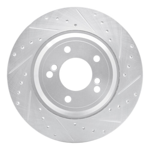 R1 Concepts for 00-06 BMW M5 Rear Right Drilled & Slotted Silver Brake Rotor
