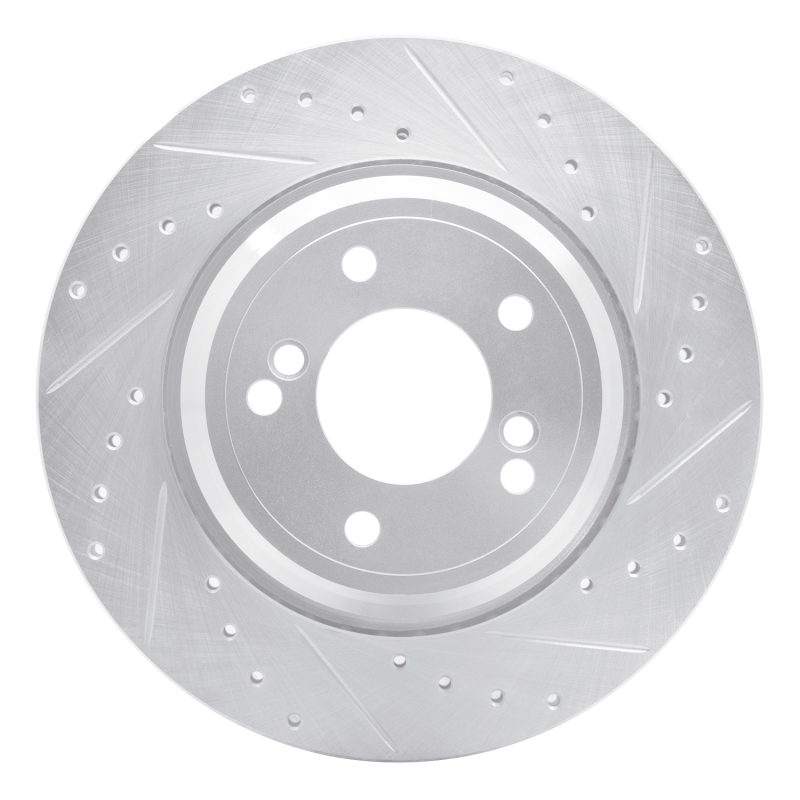 R1 Concepts for 00-06 BMW M5 Rear Right Drilled & Slotted Silver Brake Rotor