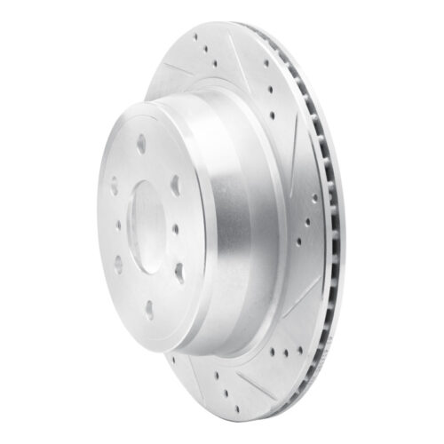 Alternative view of R1 Concepts for 07-20 Cadillac Escalade ESV Rear Right Drilled & Slotted Silver Brake Rotor