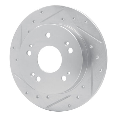 Alternative view of R1 Concepts for 06-15 Honda Civic Si Rear Left Drilled & Slotted Silver Brake Rotor
