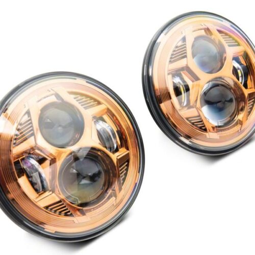 Alternative view of Raxiom for 2007-2018 Jeep Wrangler JK 7-In LED Headlights Orange Housing- Clear Lens