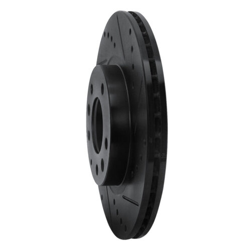 R1 Concepts for 06-15 Mazda MX-5 Miata Front Right Drilled & Slotted Black Brake Rotor - Image 2
