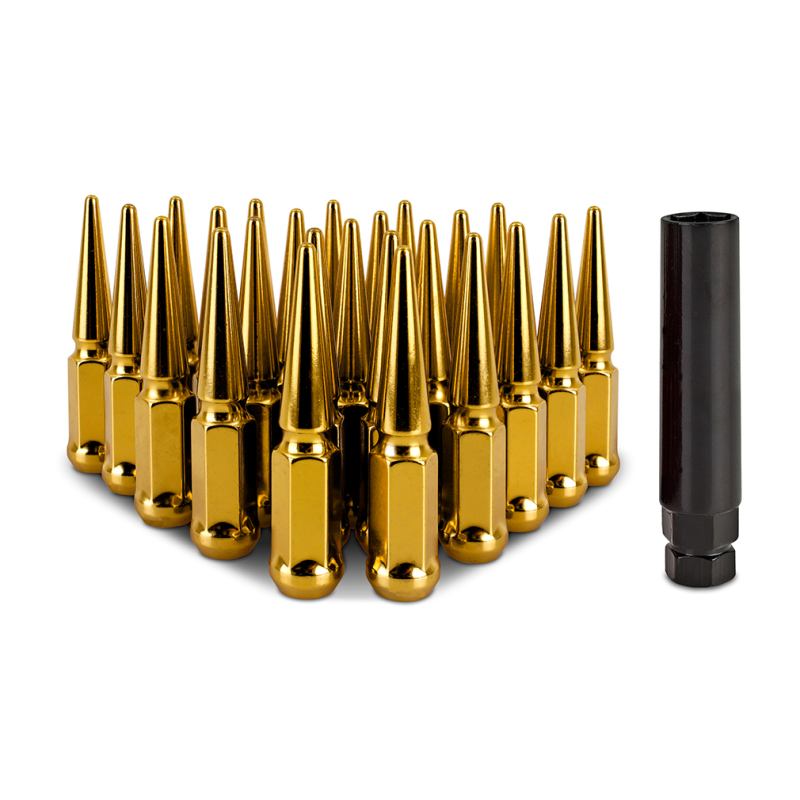 Mishimoto Steel Spiked Lug Nuts M14 x 1.5 24pc Set Gold
