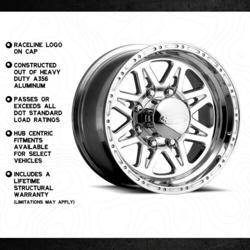 Raceline 888 Renegade 16x8in / 8x170 BP / 0mm Offset / 130.81mm Bore - Polished Wheel - Image 3
