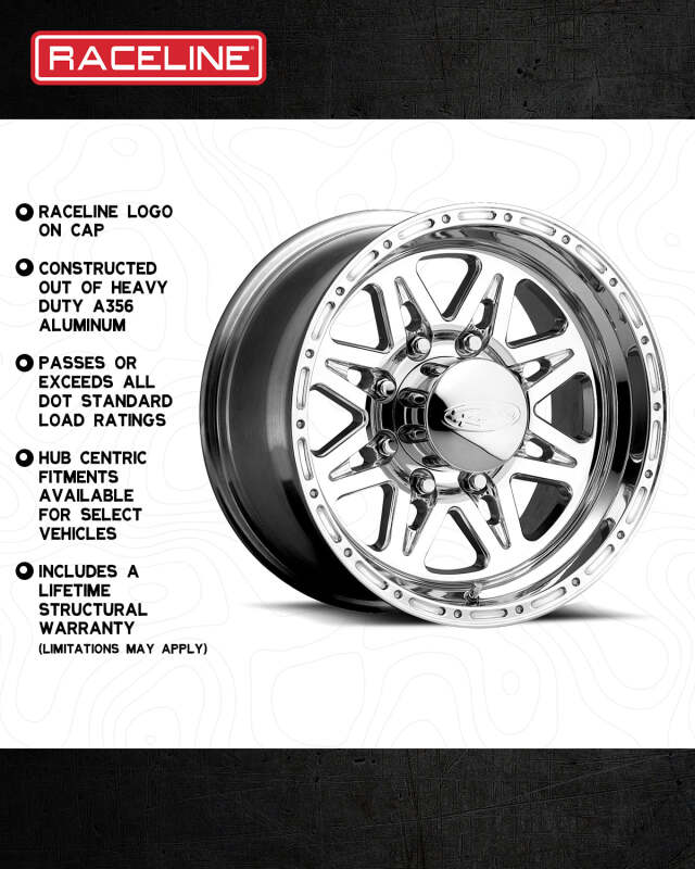 Raceline 888 Renegade 16x8in / 8x170 BP / 0mm Offset / 130.81mm Bore - Polished Wheel - Image 3