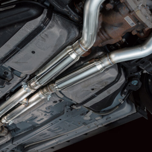Alternative view of AWE Tuning SwitchPath Exhaust - Chrome Silver Tips for 18-23 S550 Mustang GT