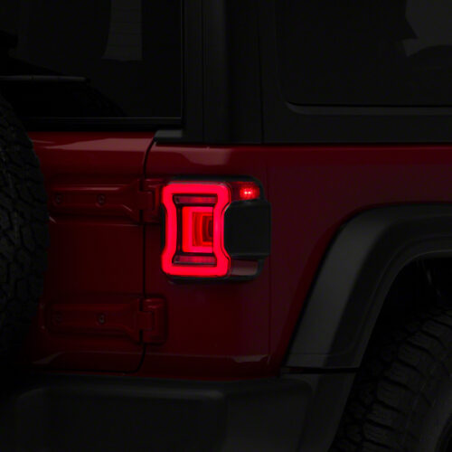 Raxiom for 2018-2023 Jeep Wrangler JL Horizon LED Tail Lights- Black Housing- Red Lens