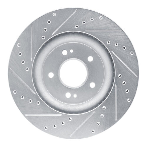 R1 Concepts for 18-23 Genesis G70 Front Right Drilled & Slotted Silver Brake Rotor - Image 5