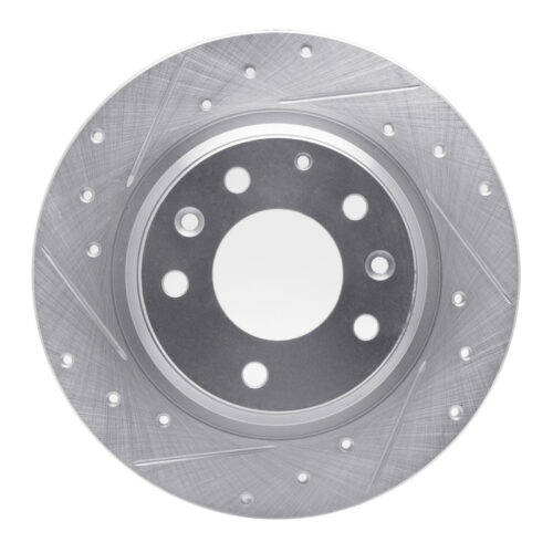 R1 Concepts for 98-15 Ford Fusion Rear Left Drilled & Slotted Silver Brake Rotor
