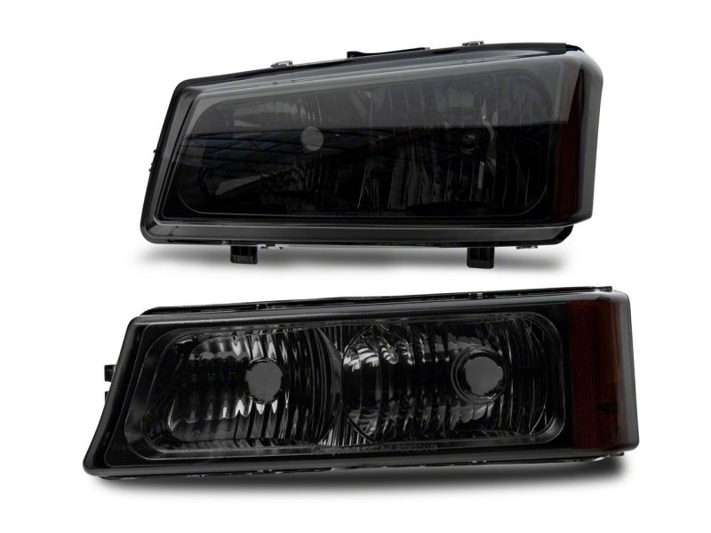 Raxiom for 2003-2006 Chevrolet Silverado 1500 Axial OEM Style Rep Headlights- Chrome Housing- Smoked Lens - Image 3