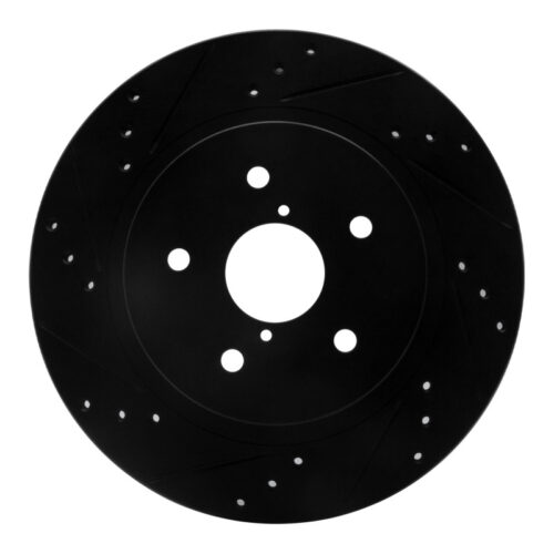 R1 Concepts for 15-25 Subaru Outback Rear Left Drilled & Slotted Black Brake Rotor