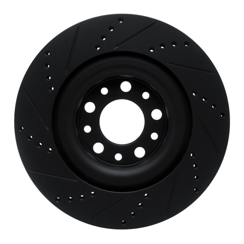 R1 Concepts for 2017-2025 Alfa Romeo Stelvio Rear Right Drilled & Slotted Black Brake Rotor - Image 5
