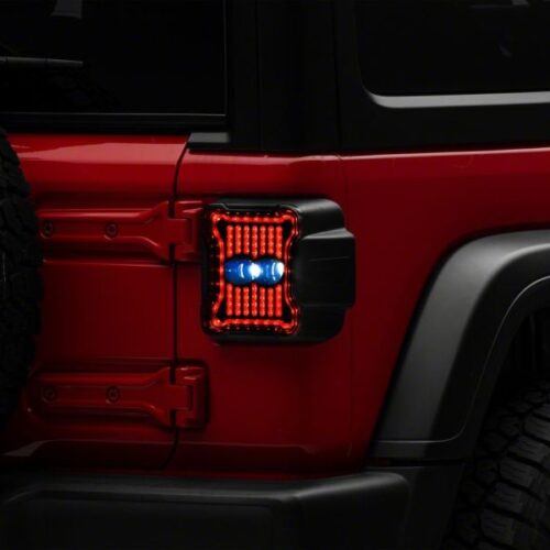Raxiom for 2018-2023 Jeep Wrangler JL Axial Series Linear LED Tail Lights- Black Housing (Smoked Lens) - Image 8