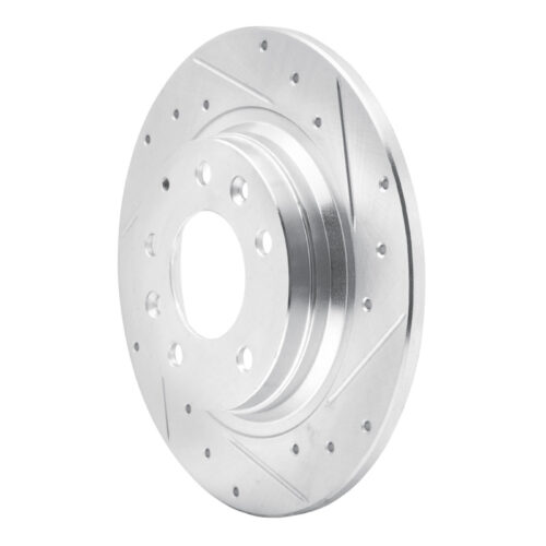 Alternative view of R1 Concepts for 98-15 Ford Fusion Rear Right Drilled & Slotted Silver Brake Rotor