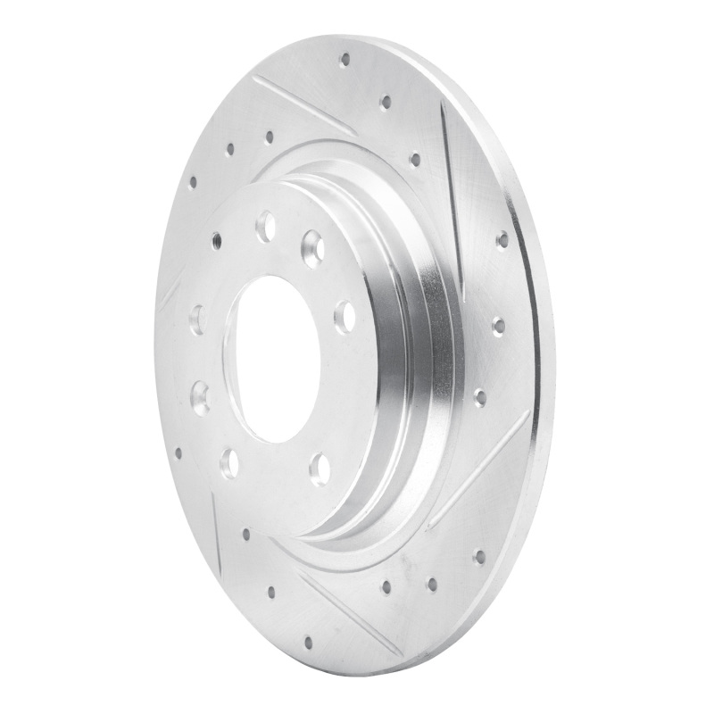 R1 Concepts for 98-15 Ford Fusion Rear Right Drilled & Slotted Silver Brake Rotor - Image 2