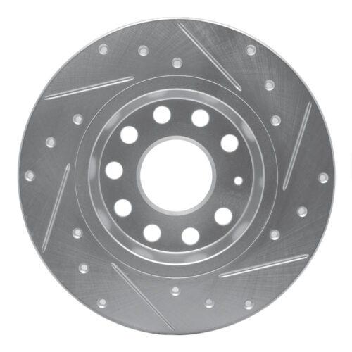 R1 Concepts for 05-25 Audi A3 Sportback E-Tron Rear Left Drilled & Slotted Silver Brake Rotor - Image 5