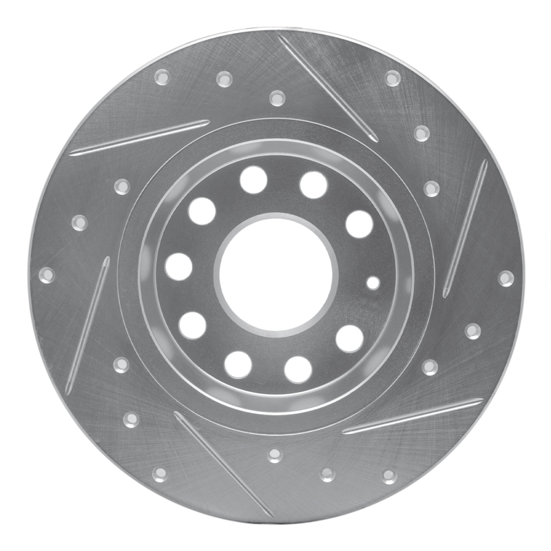 R1 Concepts for 05-25 Audi A3 Sportback E-Tron Rear Left Drilled & Slotted Silver Brake Rotor - Image 5