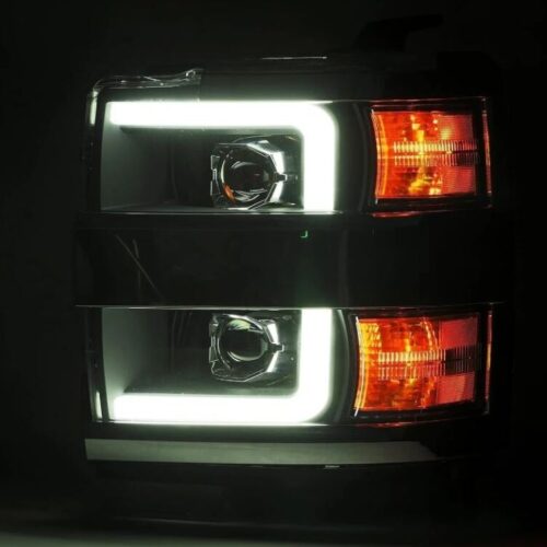 AlphaRex 15-19 Chevy Silverado 2500/3500 LUXX-Series Proj. Headlights Blk w/Actv SeqSig & SBDRL - Image 3