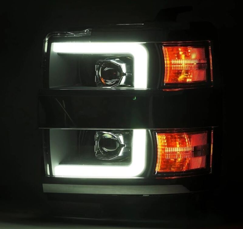 AlphaRex 15-19 Chevy Silverado 2500/3500 LUXX-Series Proj. Headlights Blk w/Actv SeqSig & SBDRL - Image 3
