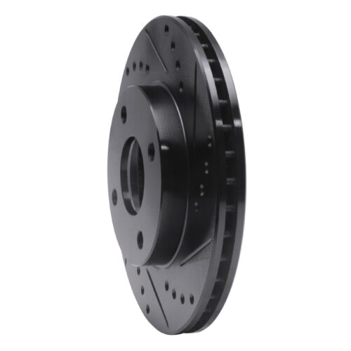 Alternative view of R1 Concepts for 00-15 Ford Ikon (Mexico / Made In India) Front Right Drilled & Slotted Black Brake Rotor