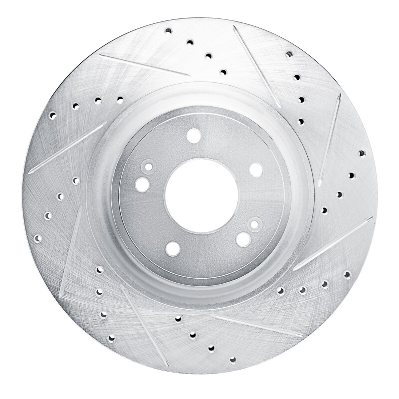 R1 Concepts for 2022-2023 Genesis G70 Front Right Drilled & Slotted Silver Brake Rotor - Image 2
