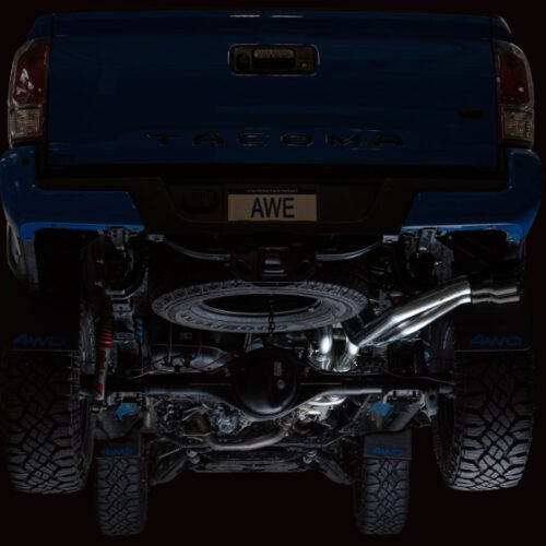 Alternative view of AWE Tuning Cat-Back Exhaust w/ BashGuard - Dual Diamond Black Tips for 16-22 Toyota Tacoma 0FG