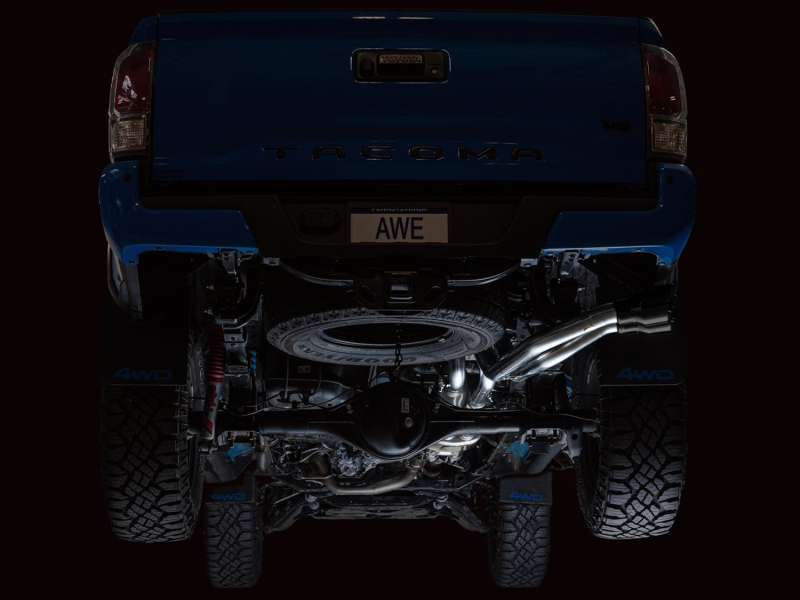 AWE Tuning Cat-Back Exhaust w/ BashGuard - Dual Diamond Black Tips for 16-22 Toyota Tacoma 0FG - Image 2