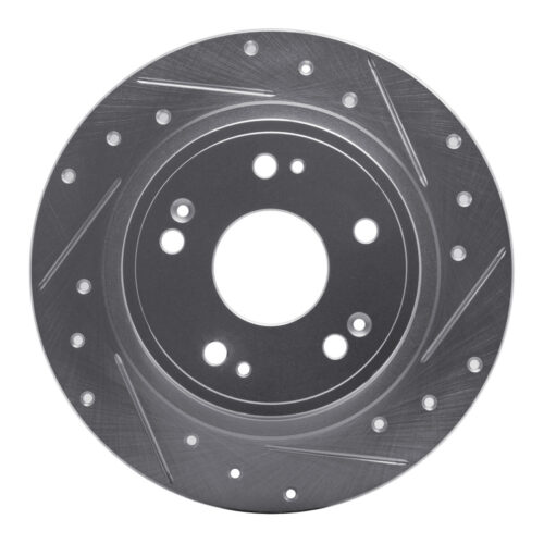 R1 Concepts for 05-17 Honda Accord Rear Right Drilled & Slotted Silver Brake Rotor