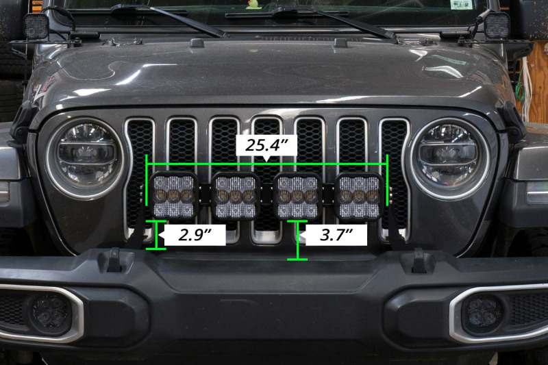 Diode Dynamics Jeep JL SS5 4-Pod CrossLink Grille Lightbar Kit Pro - White Combo - Image 4