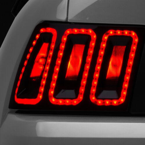 Raxiom for 1999-2004 Ford Mustang Excluding 99-01 Cobra Icon LED Tail Lights- Black Housing (Smoked Lens)