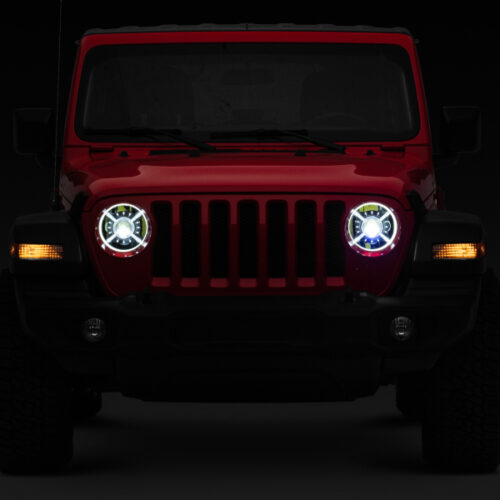 Raxiom for 2018-2022 Jeep Wrangler JL/ JT 9-Inch LED Headlights w/ DRL and Halo- Black Housing (Clear Lens) - Image 9