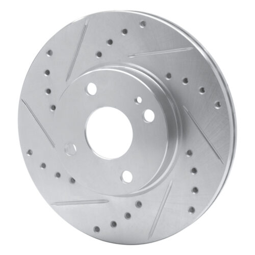 Alternative view of R1 Concepts for 94-02 Mazda Miata Front Left Drilled & Slotted Silver Brake Rotor