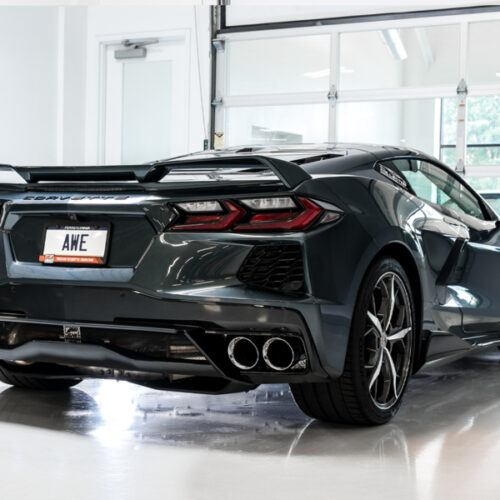 Alternative view of AWE Tuning Touring Edition Exhaust - Quad Chrome Silver Tips for 2020 Chevrolet Corvette (C8)