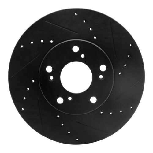 R1 Concepts for 06-15 Honda Civic Front Right Drilled & Slotted Black Brake Rotor