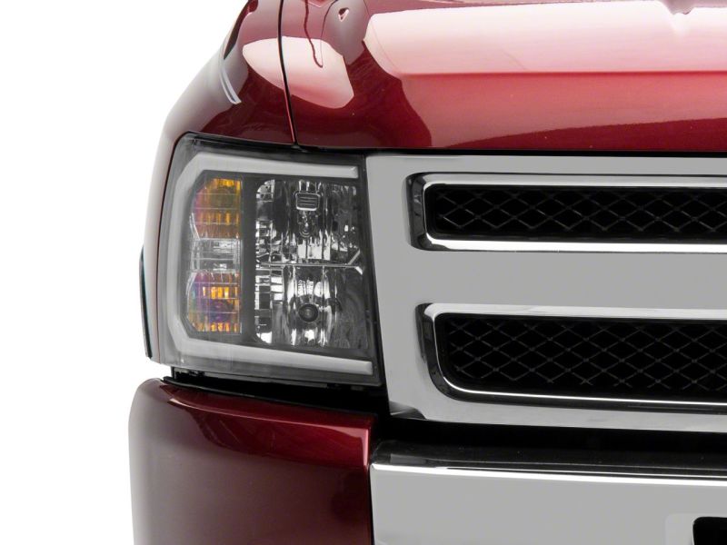 Raxiom for 2007-2013 Chevrolet Silverado 1500 Axial Series Headlights w/ LED Bar- Black Housing (Clear Lens) - Image 9