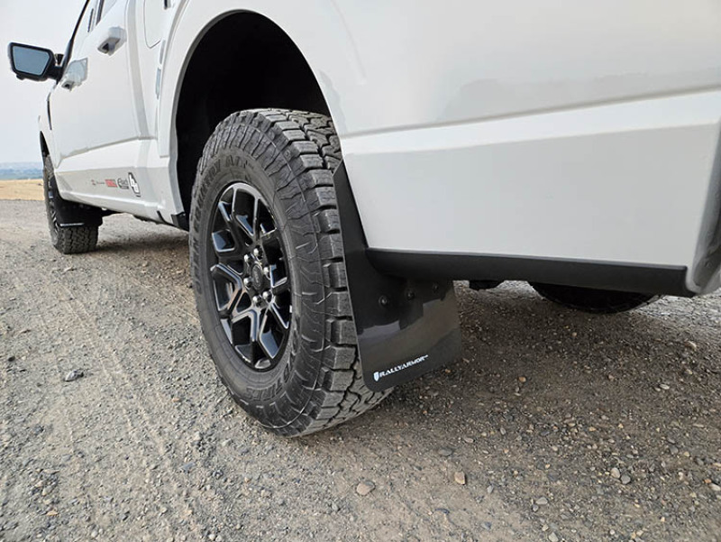 Rally Armor 21-26 Ford F-150 (Excl. Raptor) Black UR Mud Flap w/White Logo - Image 7
