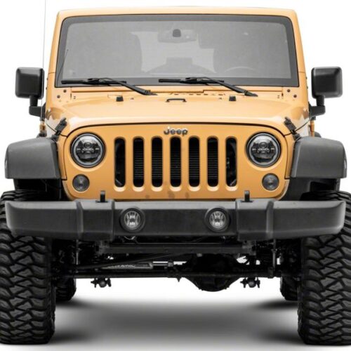 Raxiom for 2007-2018 Jeep Wrangler JK Axial 7-In LED Headlights w/ DRL Turn Signals- Black Housing (Clear) - Image 3