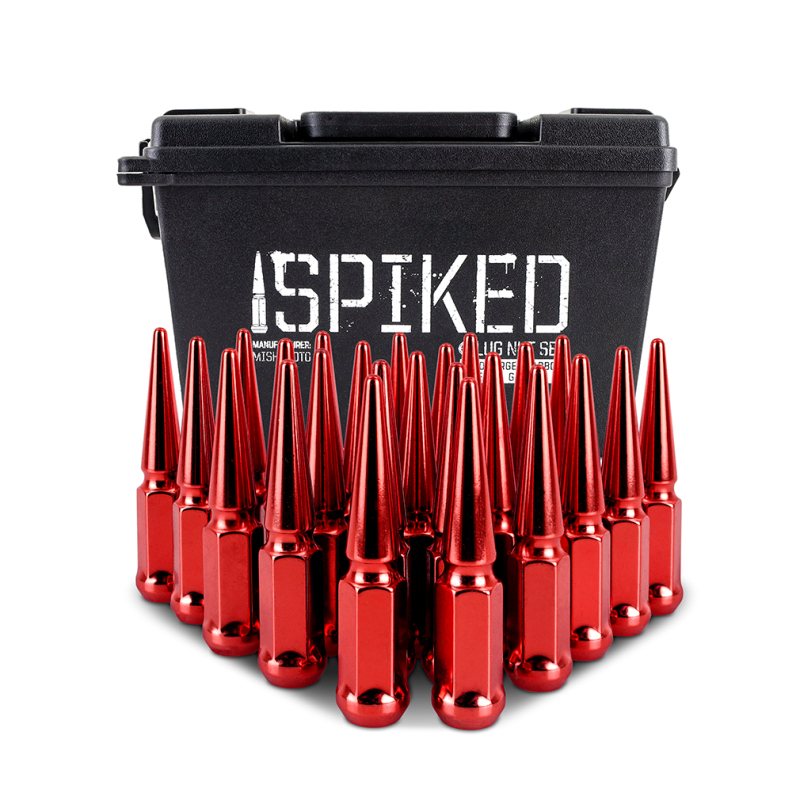 Mishimoto Steel Spiked Lug Nuts M12 x 1.5 24pc Set Red - Image 4