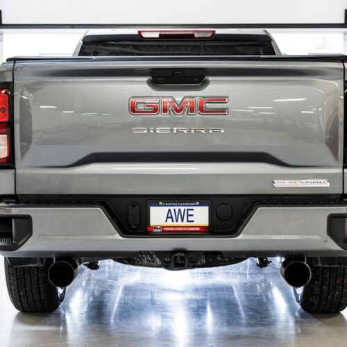 Alternative view of AWE Tuning 4th Gen GM 1500 5.3L 0FG Cat-Back Split Rear Exit (Flat Bumper) - Dual Diamond Tips