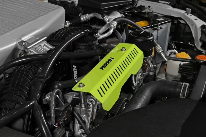 PERRIN 22-26 Subaru WRX Pulley Cover - Neon Yellow (SHORT - For Use w/PERRIN AOS) - Image 6
