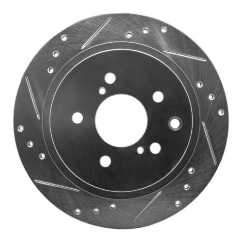 R1 Concepts for 89-96 Nissan 300ZX Turbo Rear Left Drilled & Slotted Silver Brake Rotor