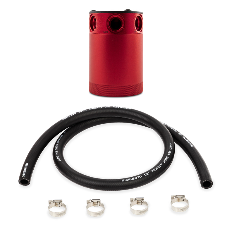 Mishimoto Compact Baffled Oil Catch Can 3-Port - Red - Image 2