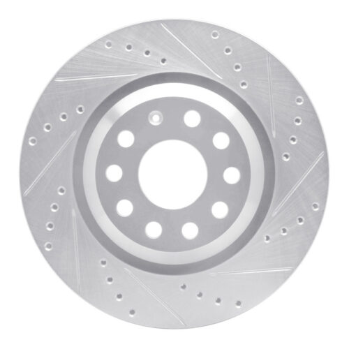 R1 Concepts for 06-25 Audi Q3 Rear Right Drilled & Slotted Silver Brake Rotor