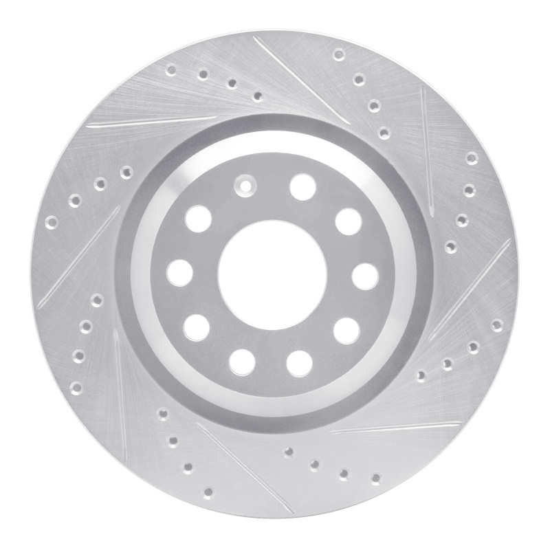R1 Concepts for 06-25 Audi Q3 Rear Right Drilled & Slotted Silver Brake Rotor