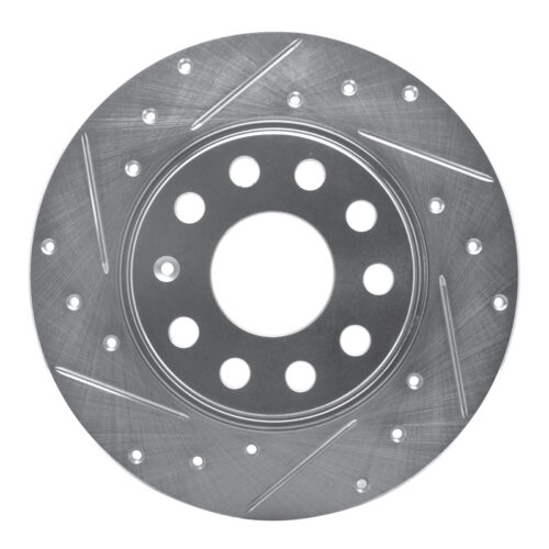 R1 Concepts for 05-25 Audi A3 Sportback E-Tron Rear Left Drilled & Slotted Silver Brake Rotor
